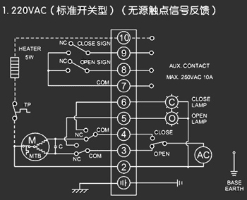 220VAC標(biāo)準(zhǔn)開(kāi)關(guān)型<a href='http://www.txtmm.cn/Product/diefa/diandongdiefa/' target='_blank'>電動(dòng)<a href='http://www.txtmm.cn/Product/diefa/' target='_blank'>蝶閥</a></a>接線圖