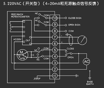 220VAC開(kāi)關(guān)型<a href='http://www.txtmm.cn/Product/diefa/diandongdiefa/' target='_blank'>電動(dòng)<a href='http://www.txtmm.cn/Product/diefa/' target='_blank'>蝶閥</a></a>接線圖