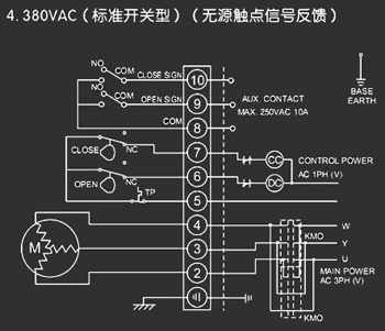 380VAC標(biāo)準(zhǔn)開(kāi)關(guān)型<a href='http://www.txtmm.cn/Product/diefa/diandongdiefa/' target='_blank'>電動(dòng)<a href='http://www.txtmm.cn/Product/diefa/' target='_blank'>蝶閥</a></a>接線圖