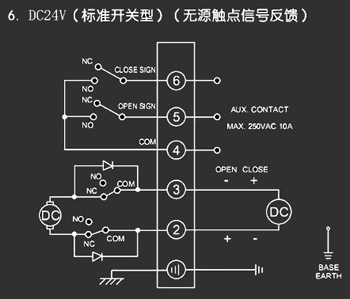 ＤＣ24Ｖ標(biāo)準(zhǔn)開(kāi)關(guān)型<a href='http://www.txtmm.cn/Product/diefa/diandongdiefa/' target='_blank'>電動(dòng)<a href='http://www.txtmm.cn/Product/diefa/' target='_blank'>蝶閥</a></a>接線圖